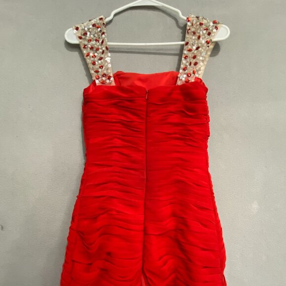 Dressale Red Chiffon Beaded Strap Formal Dress Prom Evening Gown SMALL - Picture 10 of 13